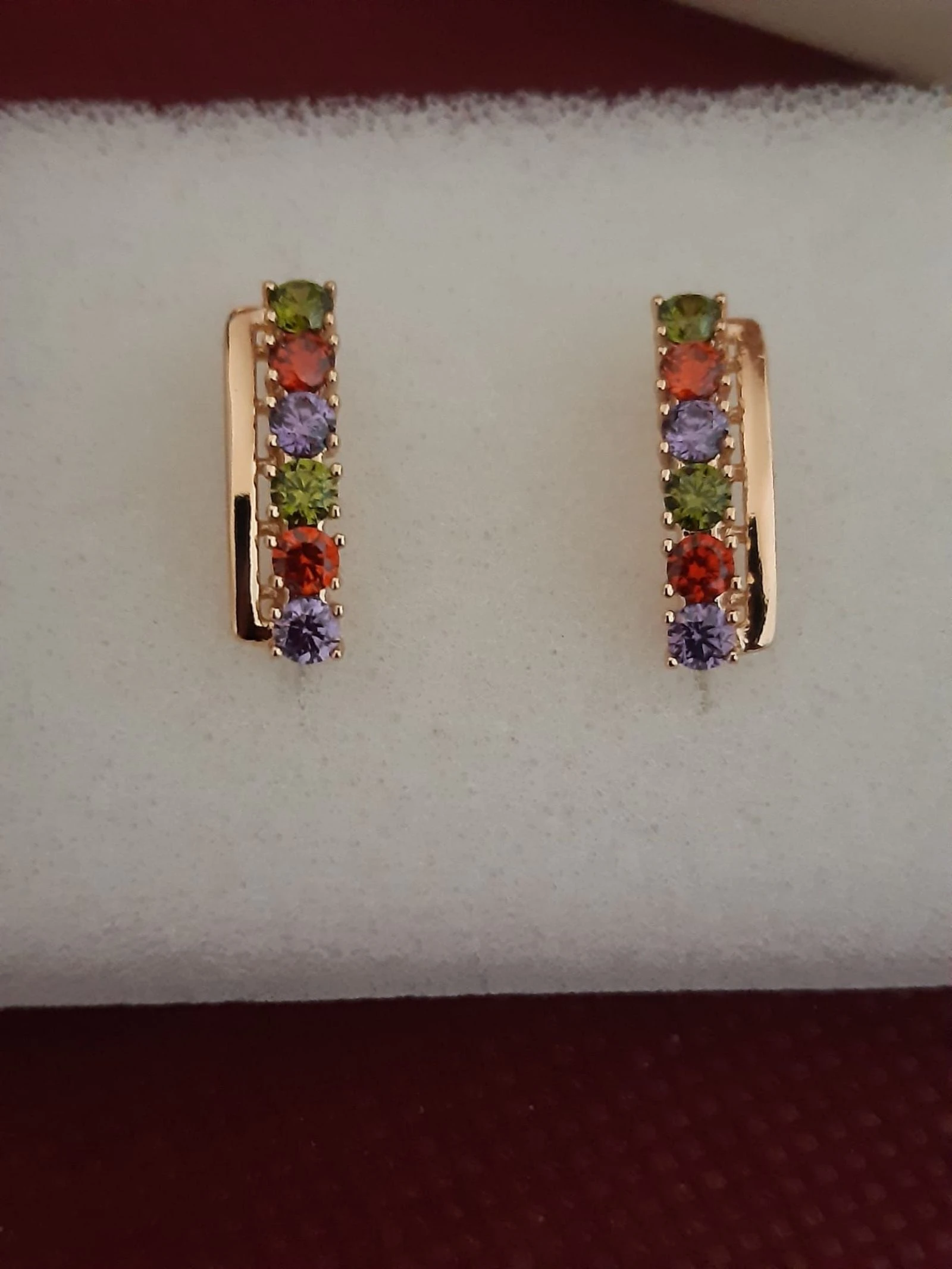 Multicolor cubic zirconia earrings, 1.8cm – photo 3
